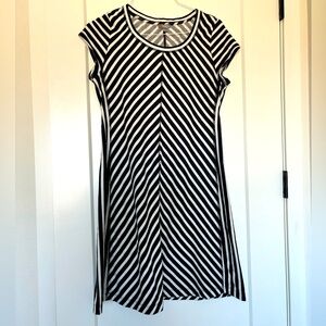 Talbots black and white stripped dress.